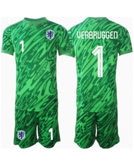 Paesi Bassi Bart Verbruggen #1 Portiere Maglia Gara Casa Repliche Europei 2024 Bambino